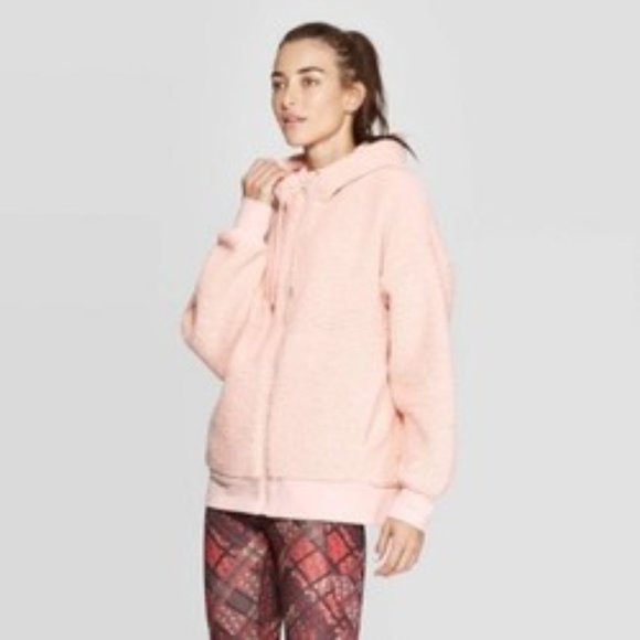 pink sherpa zip up